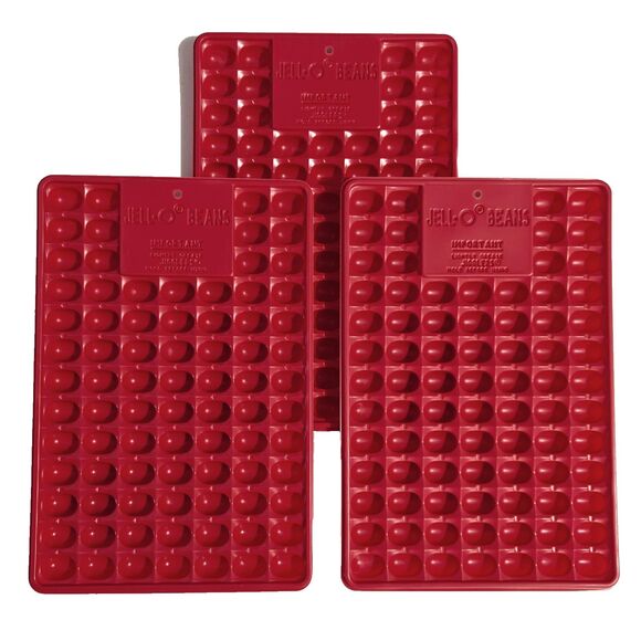 Vintage Jell-O Jigglers Jelly Bean Molds Red Set of 3 Plastic Gelatin Jello Set - Picture 1 of 10